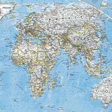 World Map, Europe Centred, 1105mm x 775mm, Medium