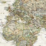 World Map, Europe Centred, 1850mm x 1225mm, Antique - Large