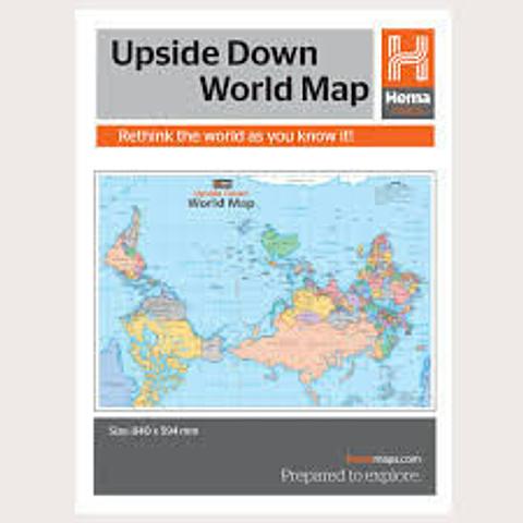 Upside Down World Map - Folded - Hema
