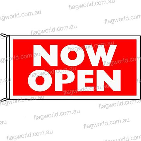 Now Open Flag - 1800 x 900 mm