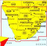 South Africa, Namibia, Botswana - folded map