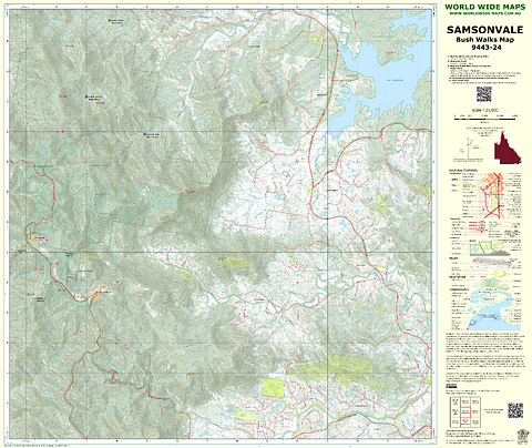 Samsonvale 25k Topo Map 9443-24 with Bushwalks